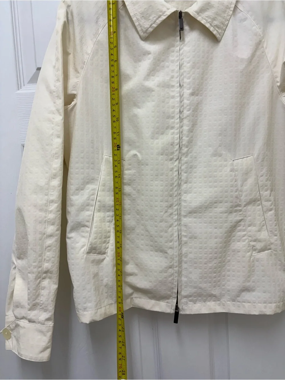 Emporio Armani cream Textured Cube Pattern Silk Blend Jacket Blazer N1R190 44